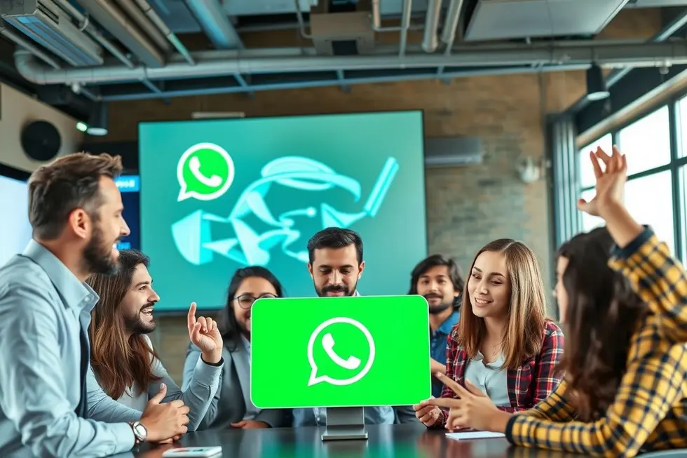Vários empreendedores envolvidos em estratégias de vendas no WhatsApp.