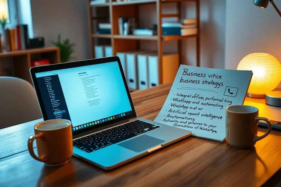 Espaço de trabalho inspirador com foco em automação via WhatsApp e IA.