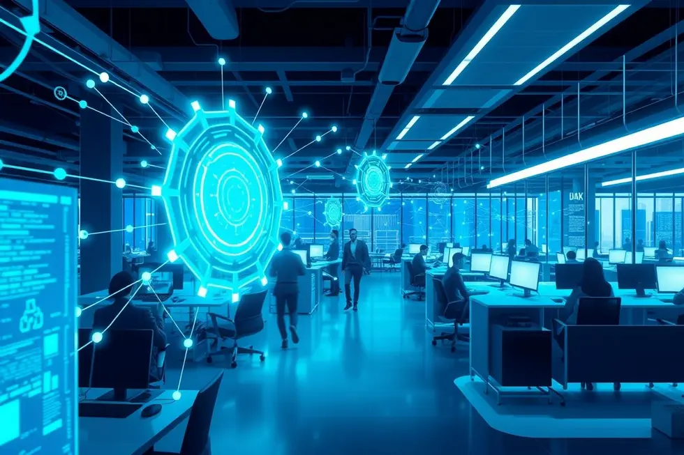 Símbolo de inovação e eficiência com inteligência artificial.